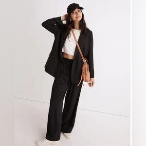 Madewell Drapeweave Caldwell Double-Breasted Blazer Black - size small